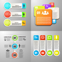 Collection of Infographic icon vector design template for presentation. Can be used for steps, options, business processes, workflow, diagram, flowchart concept, timeline, marketing icons