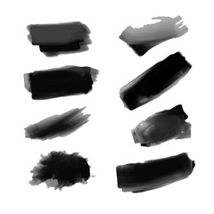 Watercolor brush strokes set. Vector black paint, ink brush stroke, brush, line or texture