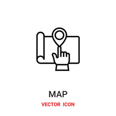 map icon vector symbol. map symbol icon vector for your design. Modern outline icon for your website and mobile app design.