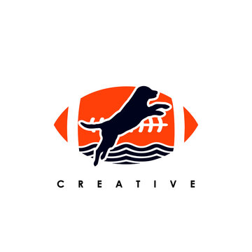Football rugby Dog team logo design. Scalable and editable vector.
