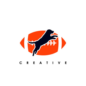 Football rugby Dog team logo design. Scalable and editable vector.
