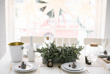 Beautiful and stylish Christmas Breakfast or lunch served in the bright living room