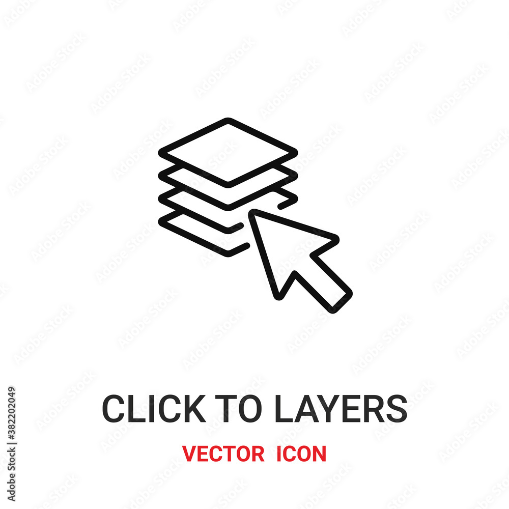 Poster click to layers icon vector symbol. click to layers symbol icon vector for your design. modern outli