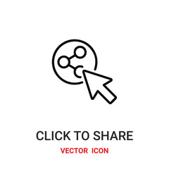 click to share icon vector symbol. click to share symbol icon vector for your design. Modern outline icon for your website and mobile app design.