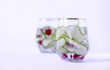 Refreshing cucumber and raspberry drink