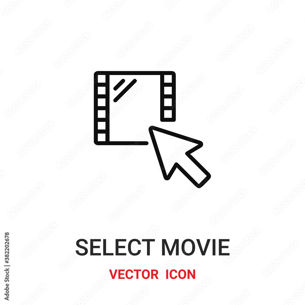 Poster select movie icon vector symbol. select movie symbol icon vector for your design. modern outline ico
