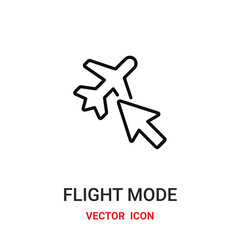 flight mode icon vector symbol. flight mode symbol icon vector for your design. Modern outline icon for your website and mobile app design.