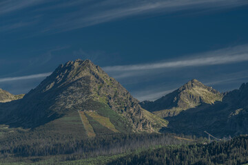 Rock hills in Vysoke Tatry mountains in Slovakia in summer sunny day