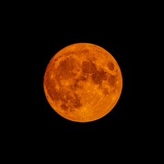 Very orange looking Full Moon on a night during the fires in Northern California
