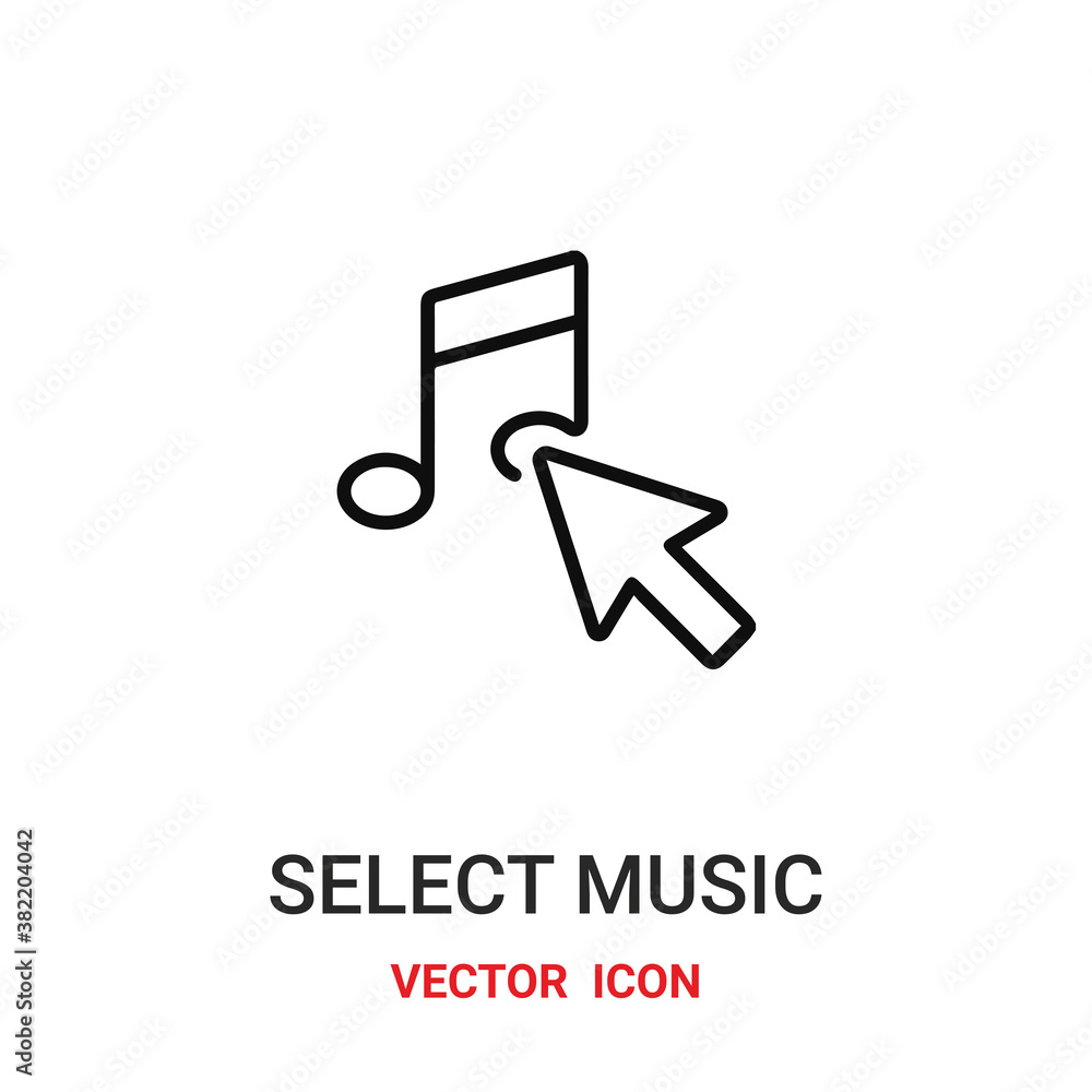 Poster select music icon vector symbol. select music symbol icon vector for your design. modern outline ico
