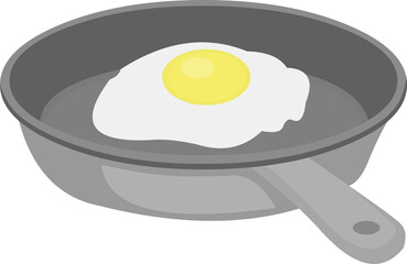 Vector illustration of emoticon of frying pan with a fried egg