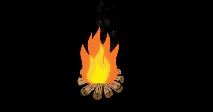 cartoon camp fire and wood animation. 4K,HD,SD resolution.