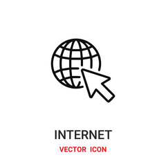 internet icon vector symbol. internet symbol icon vector for your design. Modern outline icon for your website and mobile app design.
