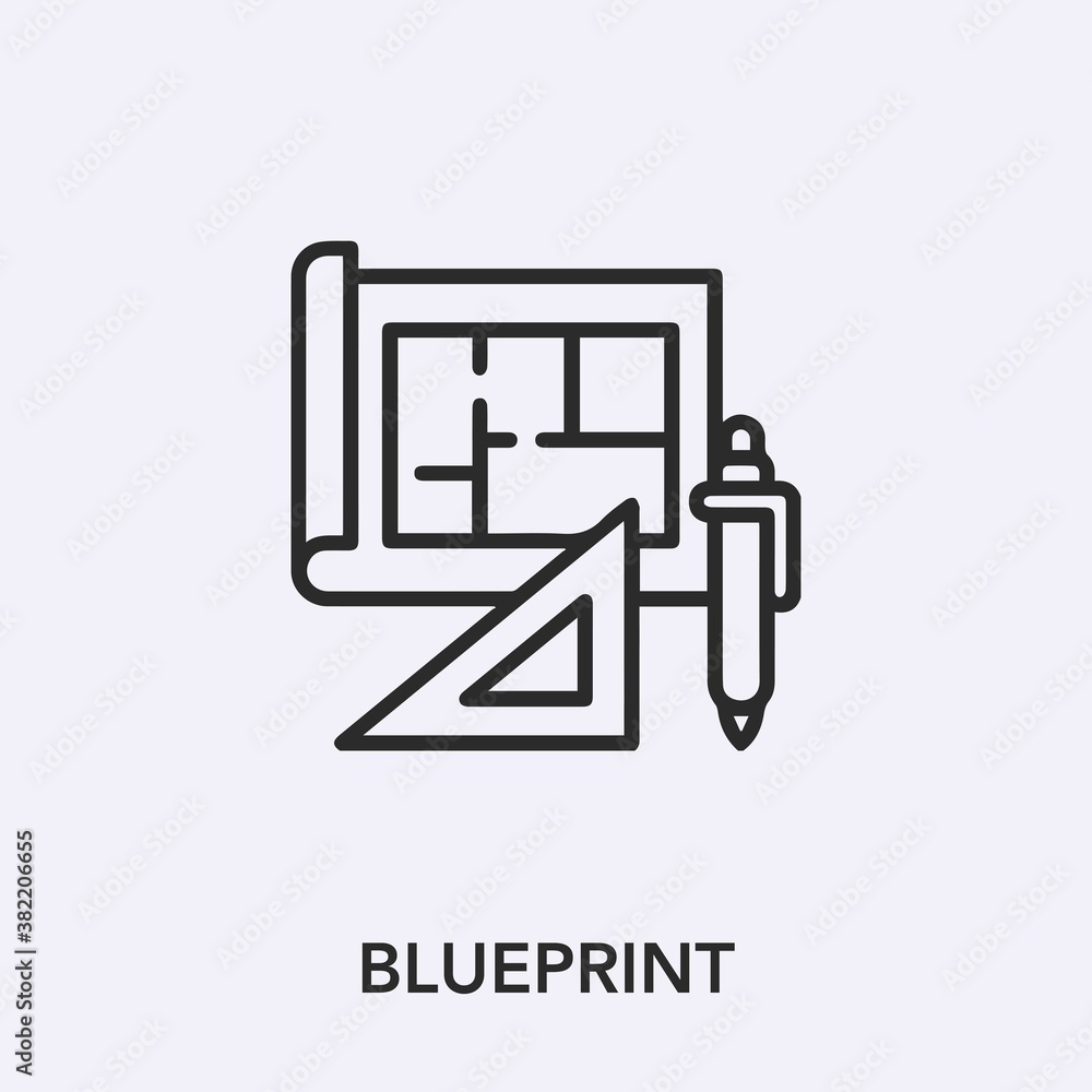 Fototapete blueprint icon vector. Linear style sign for mobile concept and web design. blueprint symbol illustration. Pixel vector graphics - Vector.