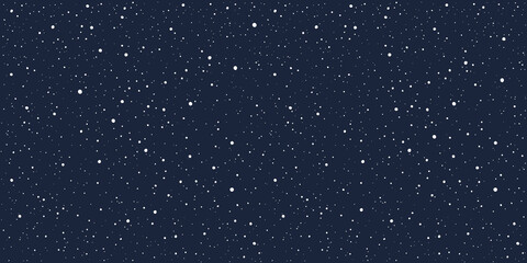 Сosmic, cosmos, night sky, galaxy with tiny dots, stars pattern, starry text background. Elongated rectangle shape. Hand drawn falling snow, dot snowflakes, specks, splash, spray winter texture.  - obrazy, fototapety, plakaty