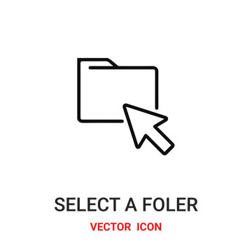 Select A Folder Icon Vector Symbol. Select A Folder Symbol Icon Vector For Your Design. Modern Outline Icon For Your Website And Mobile App Design.