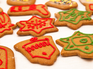 Christmas gingerbread cookies with icing
