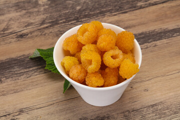Sweet ripe tasty yellow raspberry