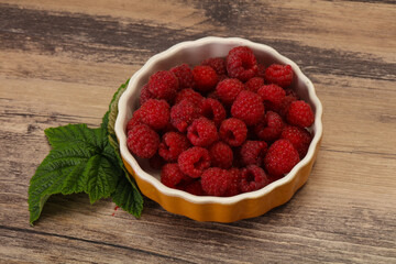 Red bright ripe sweet raspberry
