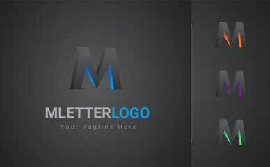 3D letter logo. 3D M alphabet logo design template. M letter logo in 3D