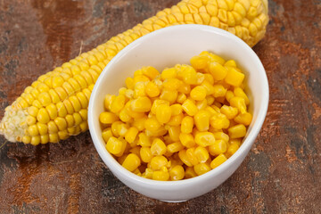 Young corn seeds in the bowl