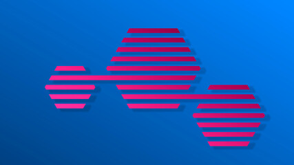 Abstract background with hexagons made from pink lines. Vector illustration.