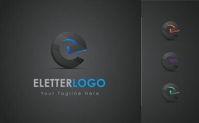 3D letter logo. 3D E alphabet logo design template. E letter logo in 3D