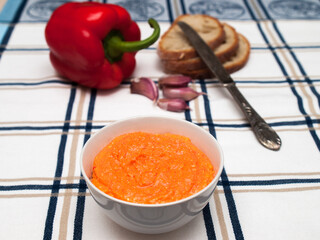Htipiti - a Greek dip made with feta cheese and red peppers