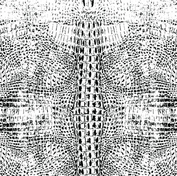 Snakeskin pattern imitation. Lines and spots structural texture. Cool and artsy faux leather background. Abstract vector illustration. Black isolated on white. EPS10