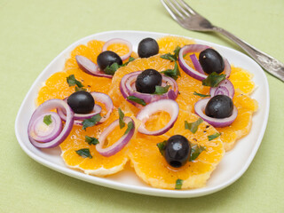 Sicilian orange salad with black olives