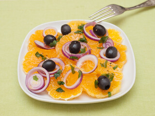 Sicilian orange salad with black olives