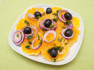 Sicilian orange salad with black olives