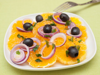 Sicilian orange salad with black olives