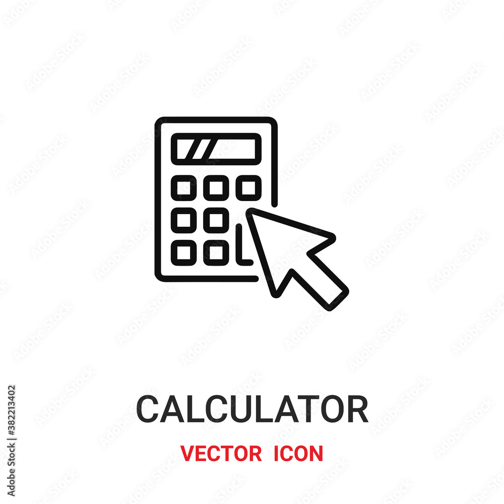 Poster calculator icon vector symbol. calculator symbol icon vector for your design. modern outline icon fo