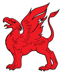 silhouette of a mythical fire Griffin