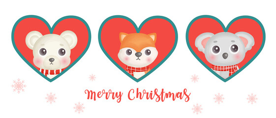 Christmas day banner with a cute animals .