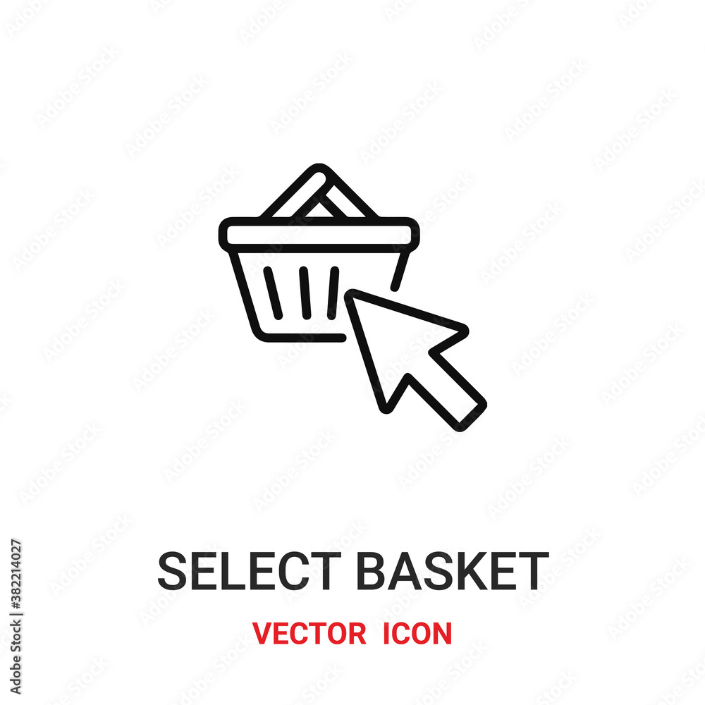 Poster select basket icon vector symbol. select basket symbol icon vector for your design. modern outline i