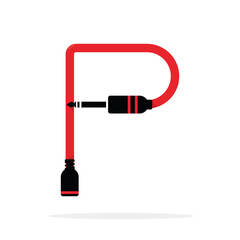 Alphabet P letter logo formed by jack cable or wire. Vector design template elements for your audio, sound or music application or corporate identity. Sign or symbol illustration isolated on white