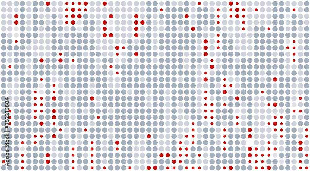 Fototapete Tech pattern with gray and red dots. Vector background