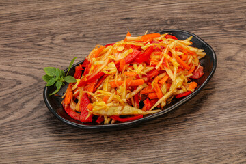 Cabbage salad with carrot and pepper