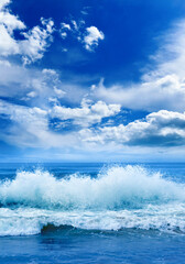 Bright ocean landscape in blue tones.