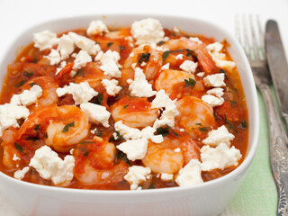 Garides saganaki - shrimp with tomatoes and feta
