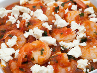 Garides saganaki - shrimp with tomatoes and feta