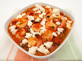 Garides saganaki - shrimp with tomatoes and feta