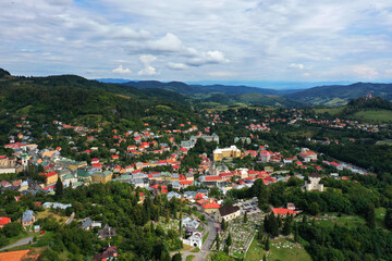 Fototapeta na wymiar Aerial view of the town of Banska Stiavnica in Slovakia