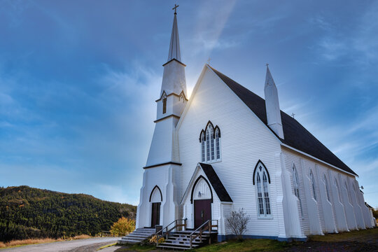 Christian Church in Canada at sunrise clear day