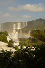 Rainbows over the mighty and powerful Iguzu (Iguacu) Waterfalls between Brazil and Argentina