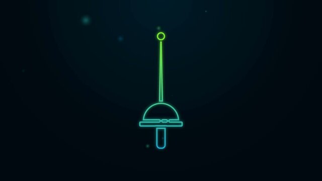 Glowing neon line Fencing icon isolated on black background. Sport equipment. 4K Video motion graphic animation