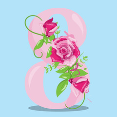 Floral pink number 8