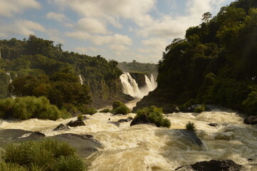 The mighty Iguazu River and Waterfalls between Brazil and Argentina